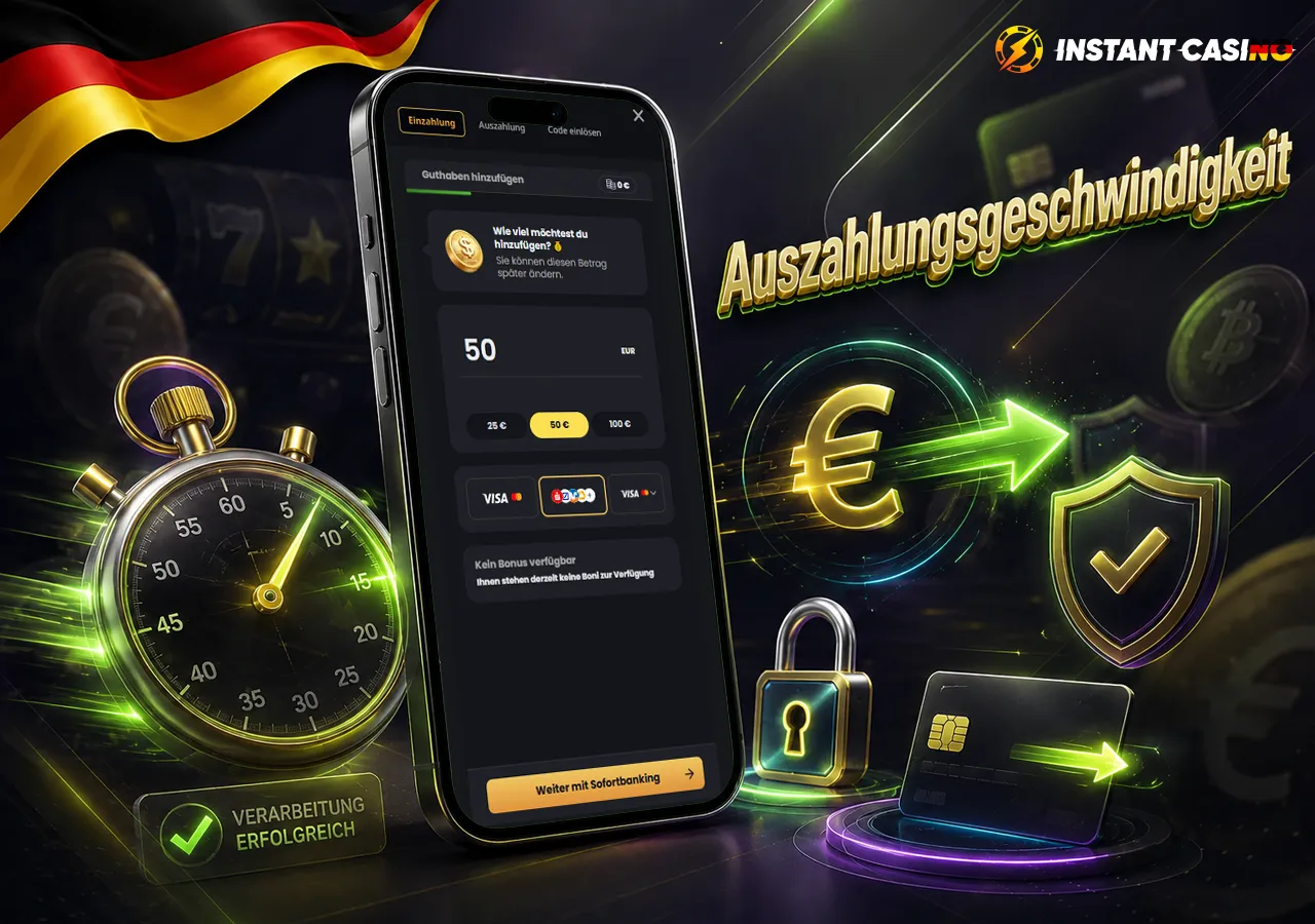 Auszahlungstempo mit Timer und geschütztem Euro-Transfer dargestellt